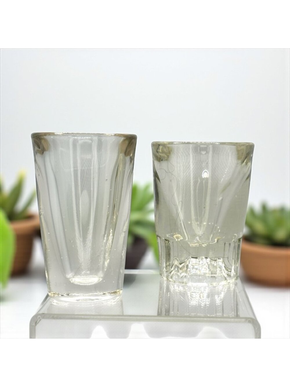 Unique VIntage Libby Shot Glasses Heavy Weighted Glass 1oz Clear